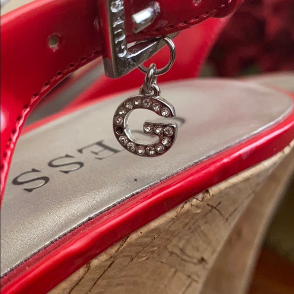 Guess - Red Patent Leather Cork Wedge - Picture 9 of 9